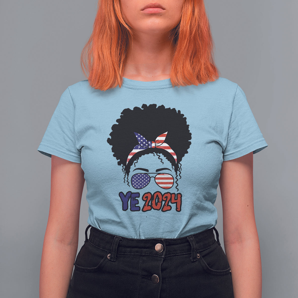 YE For President 2024 YE2024 T Shirt For Women Messy Bun - Wonder Print Shop