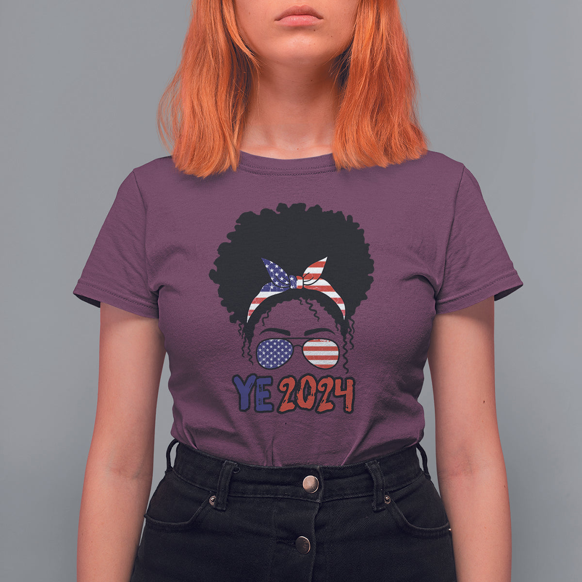 YE For President 2024 YE2024 T Shirt For Women Messy Bun - Wonder Print Shop