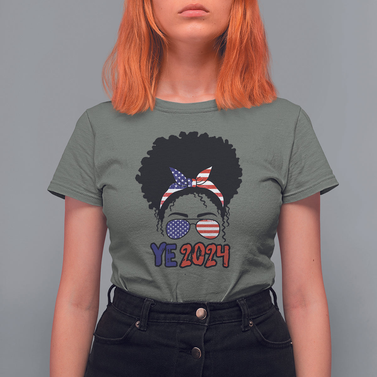 YE For President 2024 YE2024 T Shirt For Women Messy Bun - Wonder Print Shop