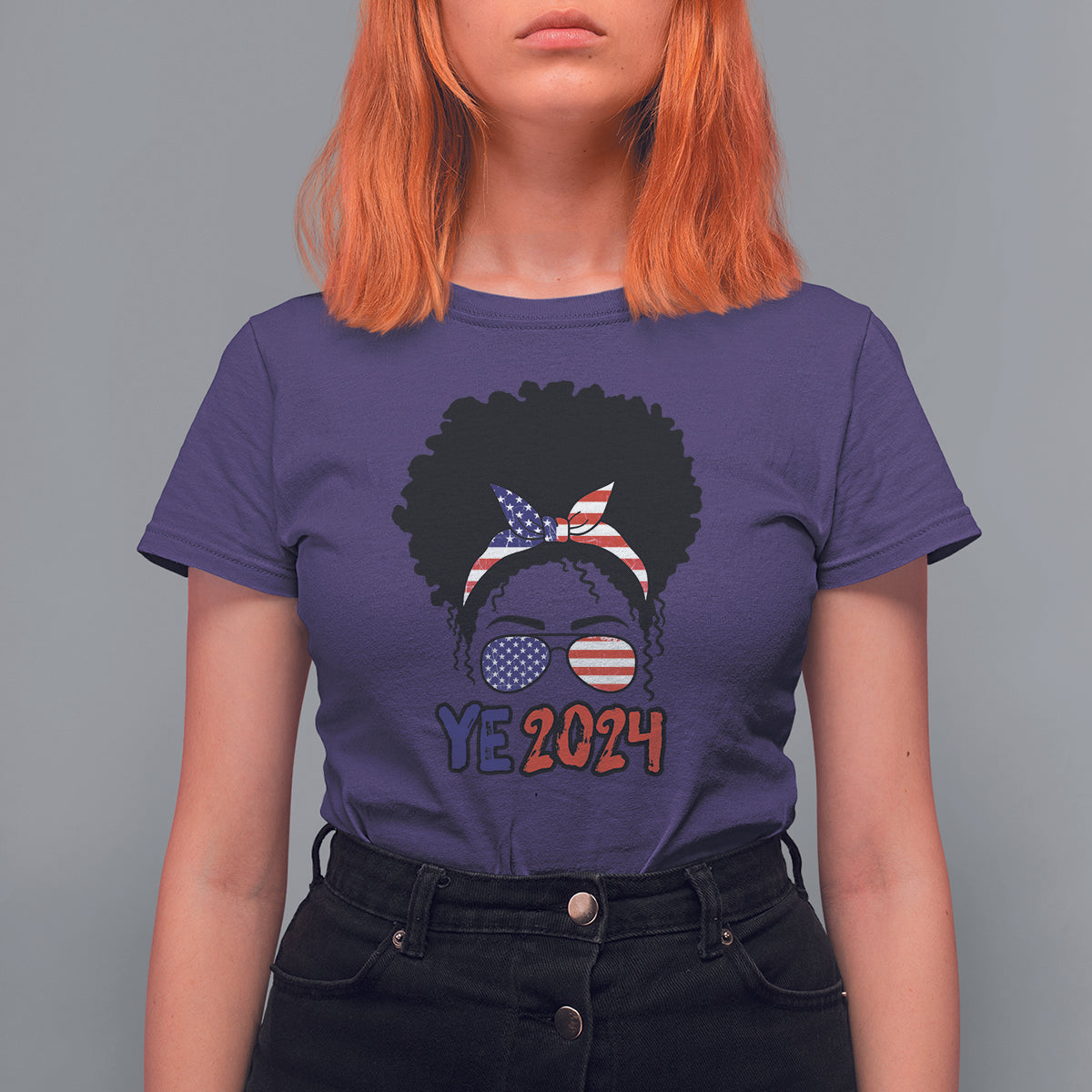 YE For President 2024 YE2024 T Shirt For Women Messy Bun - Wonder Print Shop