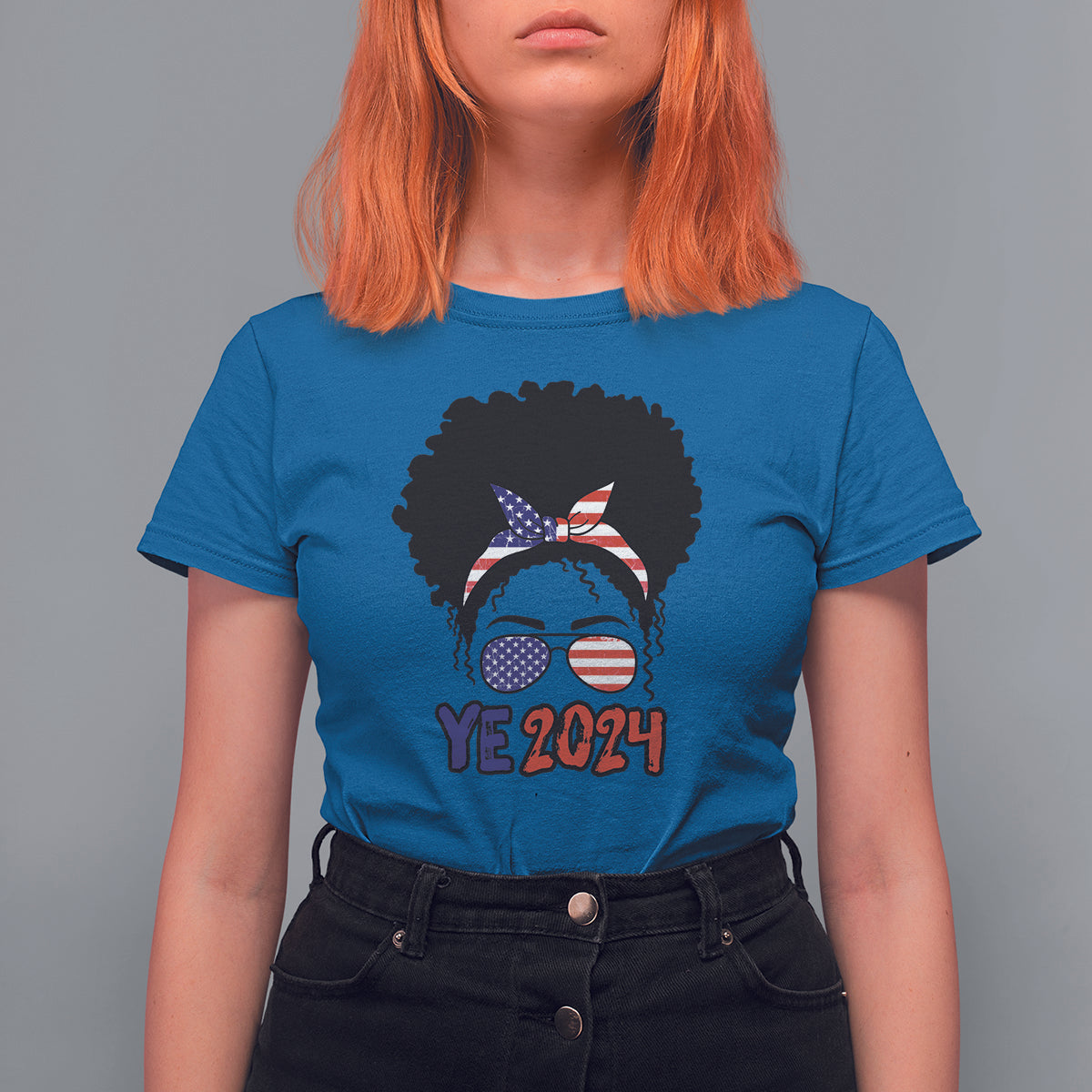 YE For President 2024 YE2024 T Shirt For Women Messy Bun - Wonder Print Shop