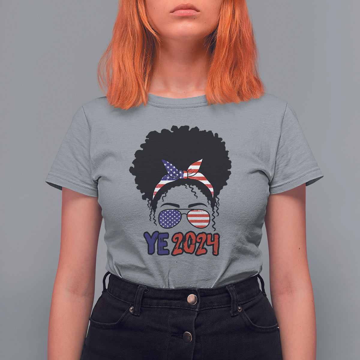 YE For President 2024 YE2024 T Shirt For Women Messy Bun - Wonder Print Shop