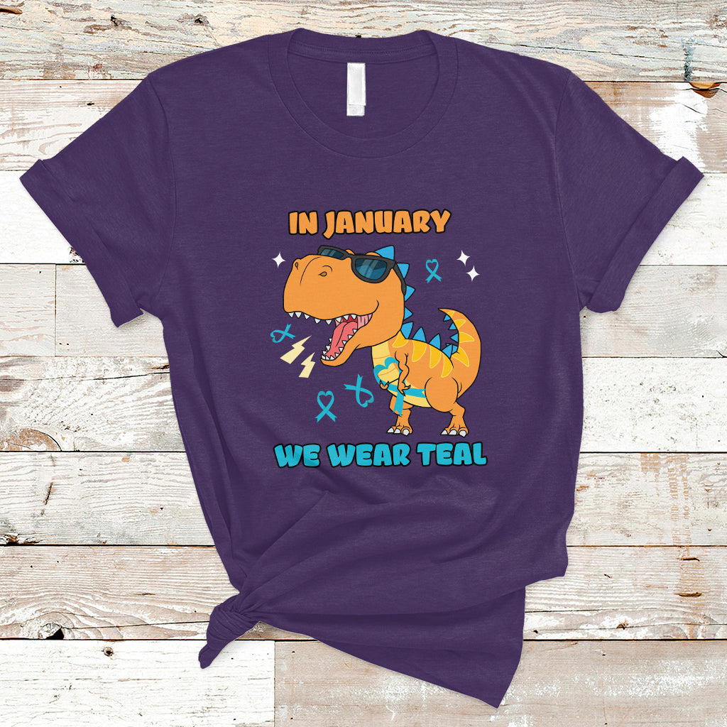 In January We Wear Teal Cervical Cancer Awareness T Shirt - Wonder Print Shop