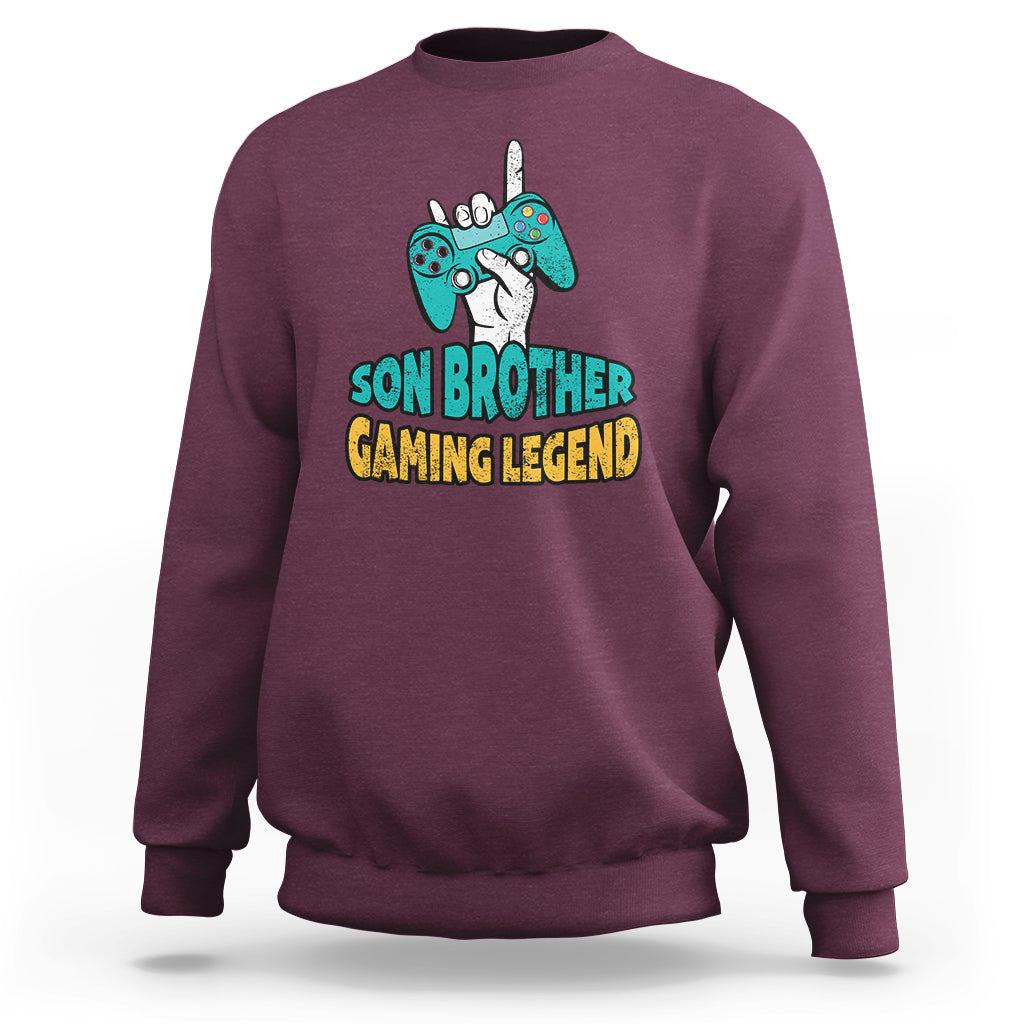 Gamer Sweatshirt Gifts For Son, Son Brother Gaming Legend - Wonder Print Shop