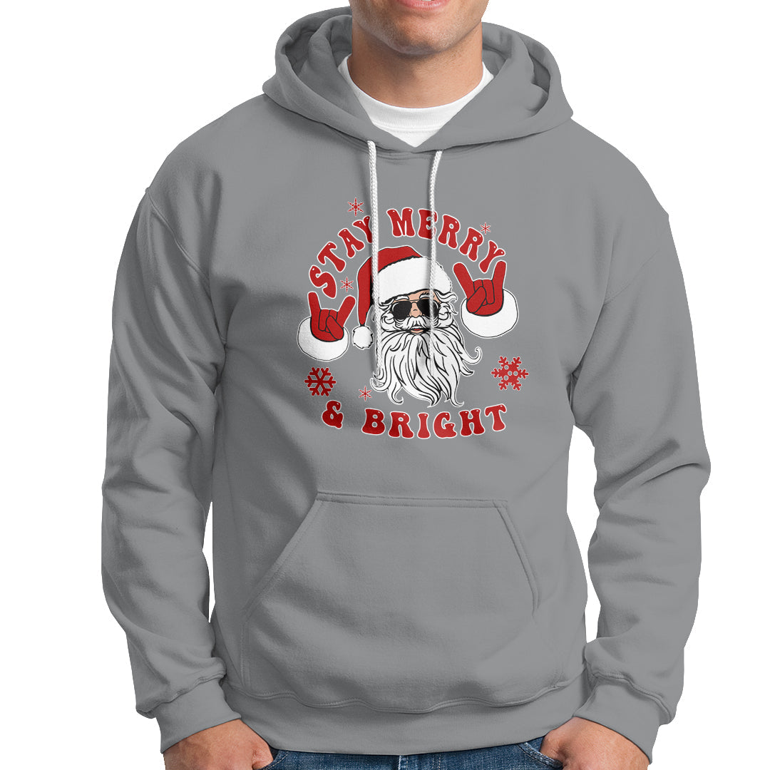 Retro Groovy Stay Merry & Bright Christmas Cute Santa Claus Hoodie - Wonder Print Shop