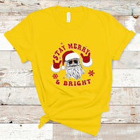 Retro Groovy Stay Merry & Bright Christmas Cute Santa Claus T Shirt - Wonder Print Shop