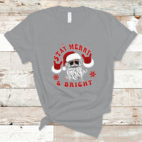 Retro Groovy Stay Merry & Bright Christmas Cute Santa Claus T Shirt - Wonder Print Shop