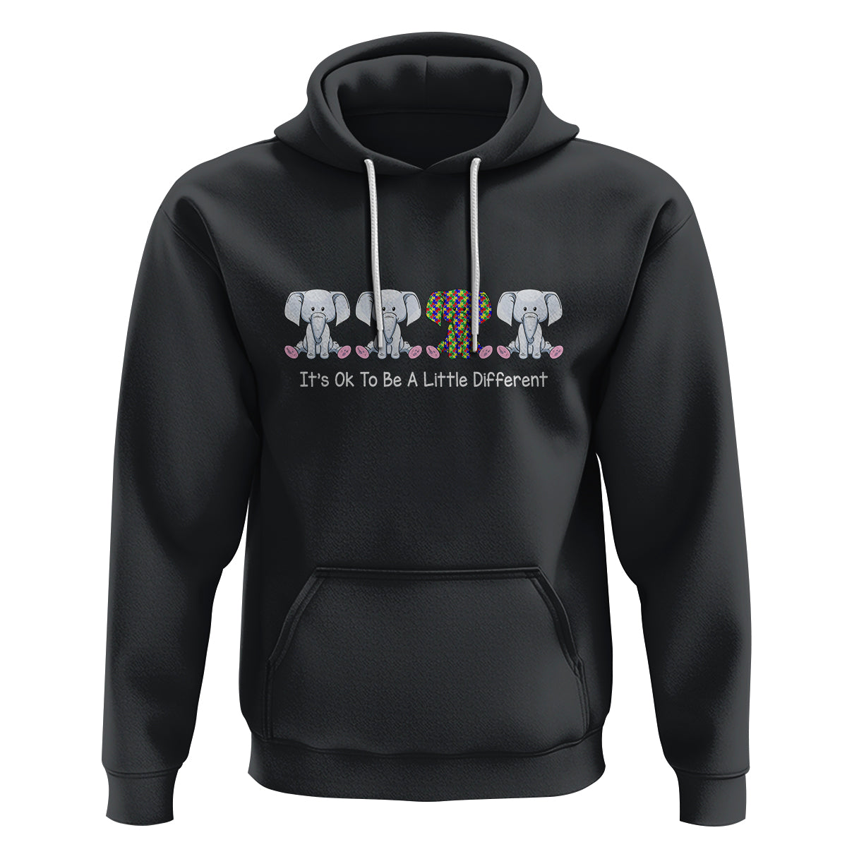Autism Acceptance Hoodie It's Ok To Be A Little Different Jigsaw Puzzle Elephant - Wonder Print Shop