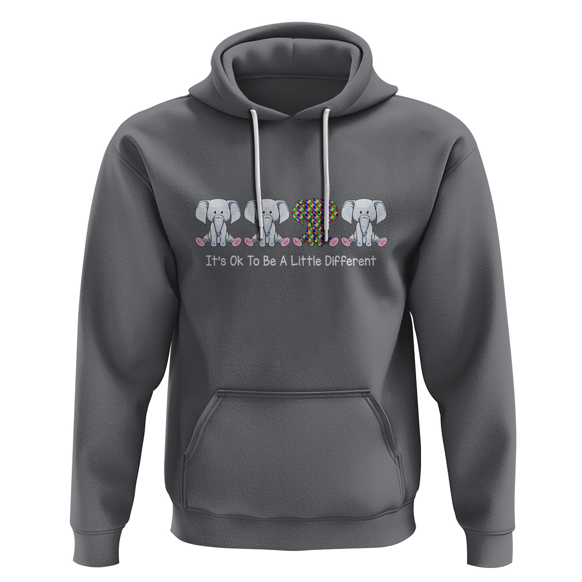 Autism Acceptance Hoodie It's Ok To Be A Little Different Jigsaw Puzzle Elephant - Wonder Print Shop