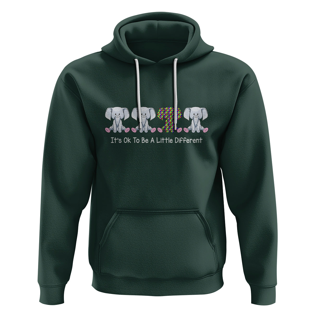 Autism Acceptance Hoodie It's Ok To Be A Little Different Jigsaw Puzzle Elephant - Wonder Print Shop