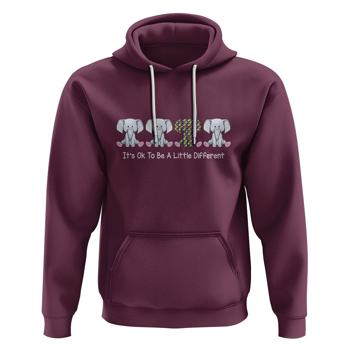 Autism Acceptance Hoodie It's Ok To Be A Little Different Jigsaw Puzzle Elephant - Wonder Print Shop