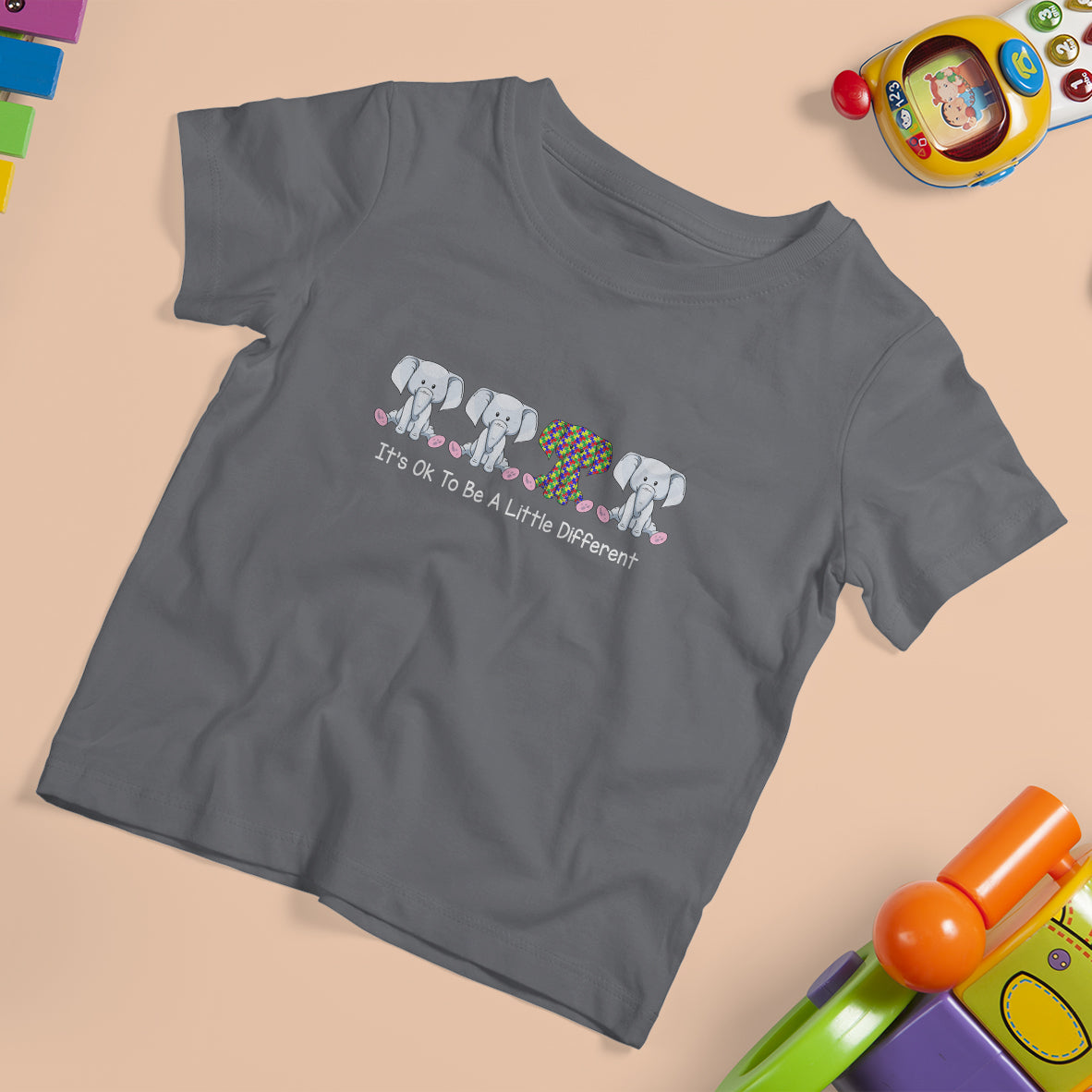 Autism Acceptance T Shirt For Kid It's Ok To Be A Little Different Jigsaw Puzzle Elephant - Wonder Print Shop