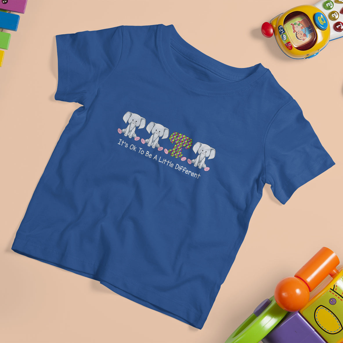 Autism Acceptance T Shirt For Kid It's Ok To Be A Little Different Jigsaw Puzzle Elephant - Wonder Print Shop
