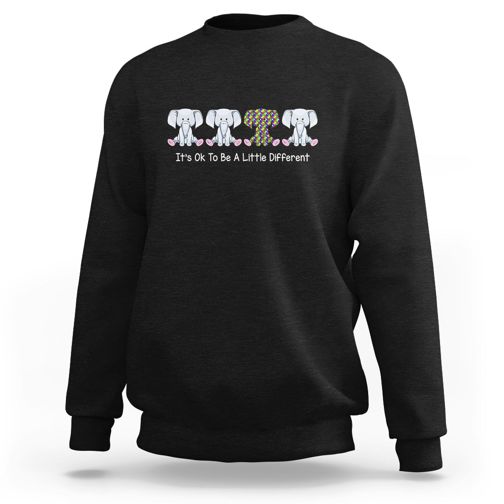 Autism Acceptance Sweatshirt It's Ok To Be A Little Different Jigsaw Puzzle Elephant - Wonder Print Shop