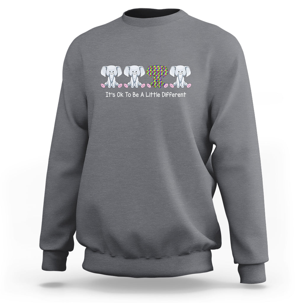 Autism Acceptance Sweatshirt It's Ok To Be A Little Different Jigsaw Puzzle Elephant - Wonder Print Shop