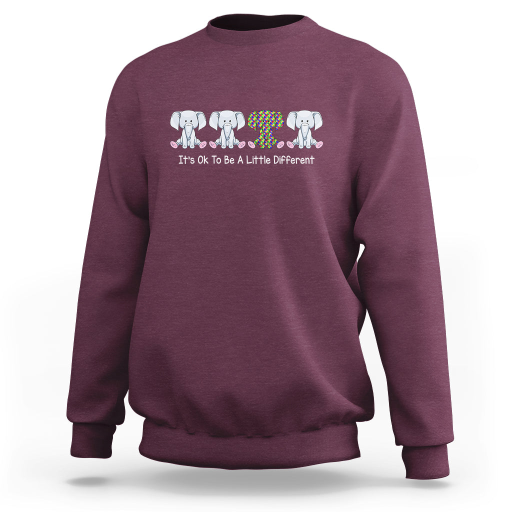 Autism Acceptance Sweatshirt It's Ok To Be A Little Different Jigsaw Puzzle Elephant - Wonder Print Shop