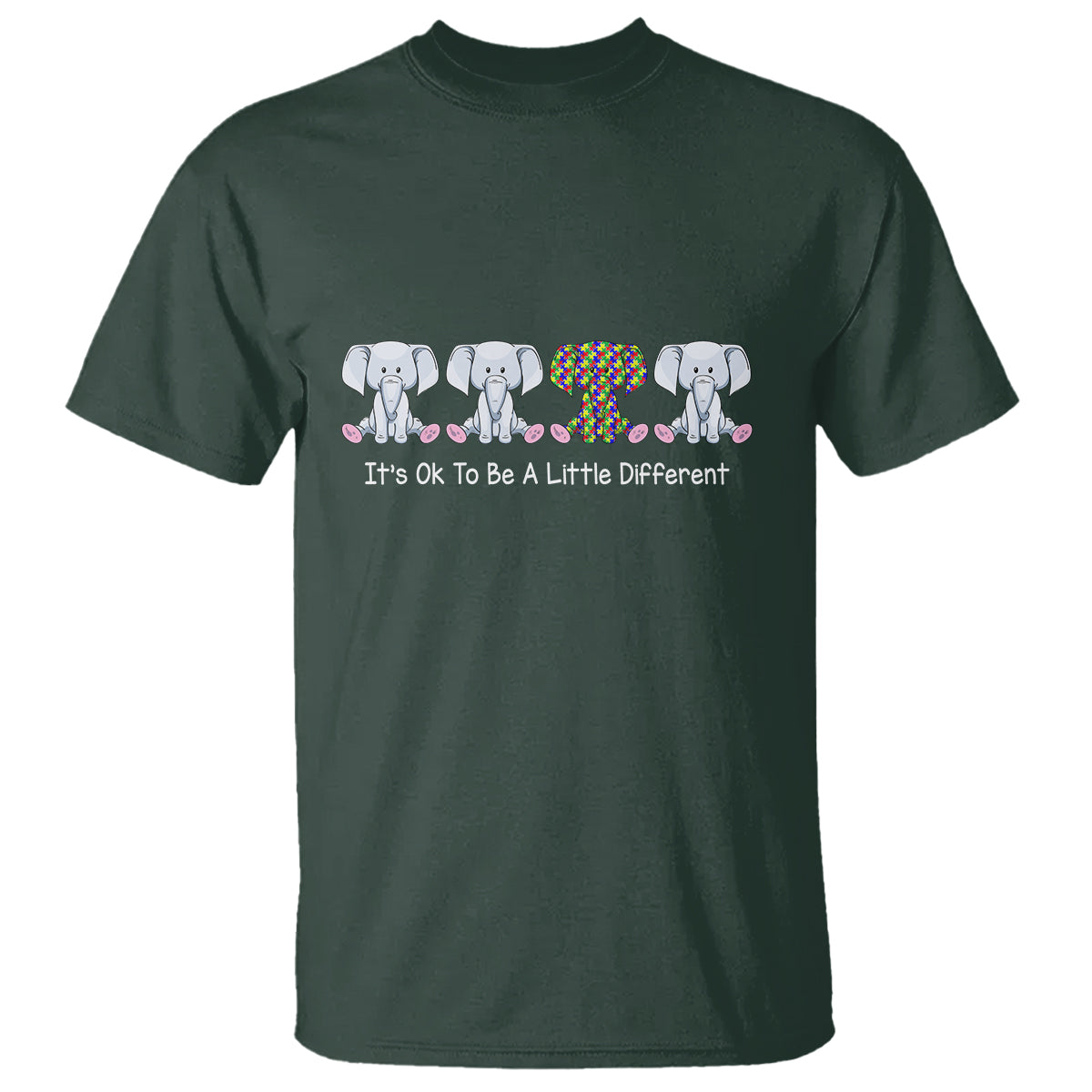 Autism Acceptance T Shirt It's Ok To Be A Little Different Jigsaw Puzzle Elephant - Wonder Print Shop
