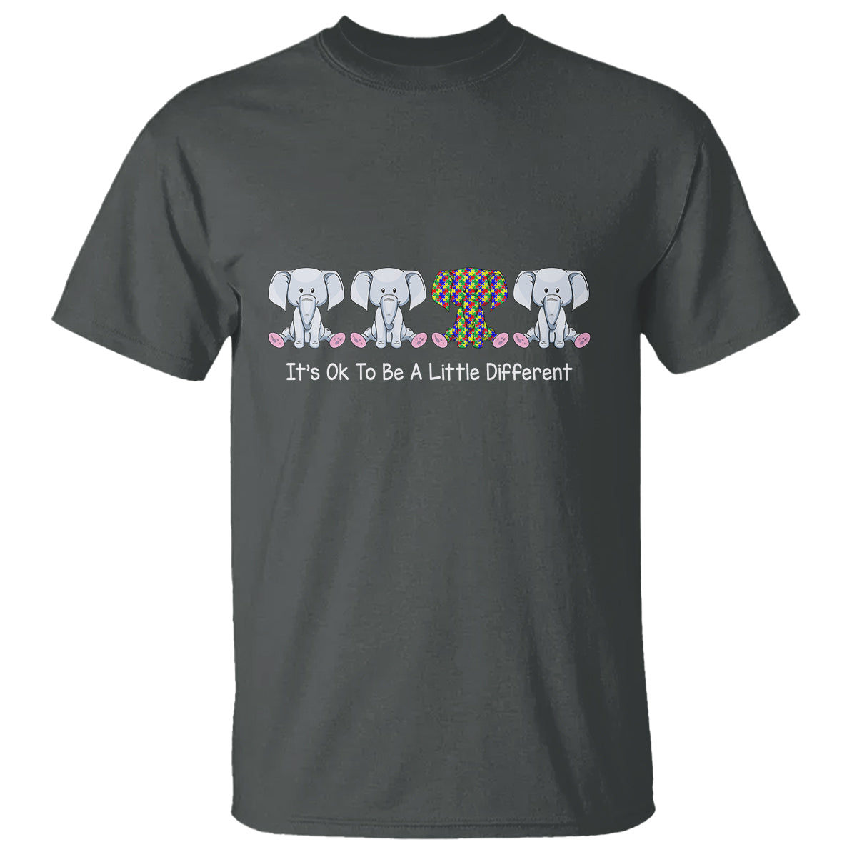 Autism Acceptance T Shirt It's Ok To Be A Little Different Jigsaw Puzzle Elephant - Wonder Print Shop