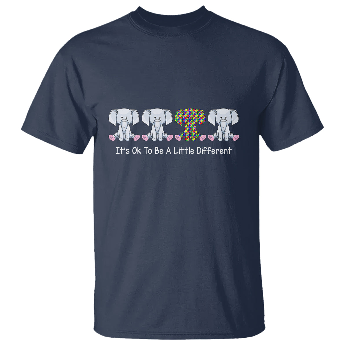 Autism Acceptance T Shirt It's Ok To Be A Little Different Jigsaw Puzzle Elephant - Wonder Print Shop