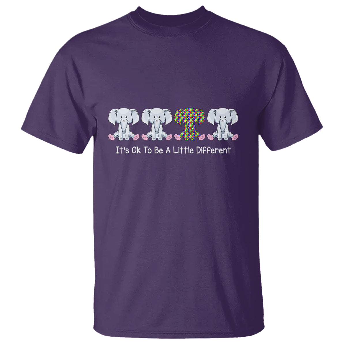 Autism Acceptance T Shirt It's Ok To Be A Little Different Jigsaw Puzzle Elephant - Wonder Print Shop