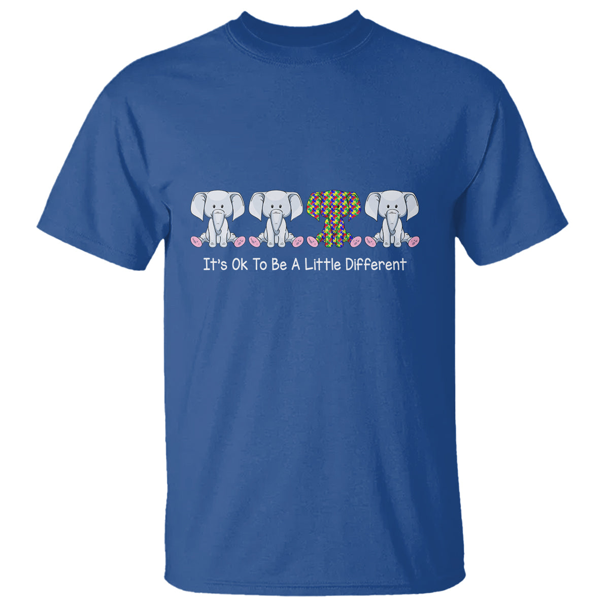 Autism Acceptance T Shirt It's Ok To Be A Little Different Jigsaw Puzzle Elephant - Wonder Print Shop