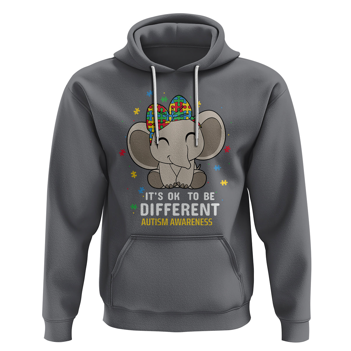 Cute Elephant Autism Hoodie It's Ok To Be Different Accept Support Love Autistic Kids - Wonder Print Shop