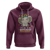 Cute Elephant Autism Hoodie It's Ok To Be Different Accept Support Love Autistic Kids - Wonder Print Shop