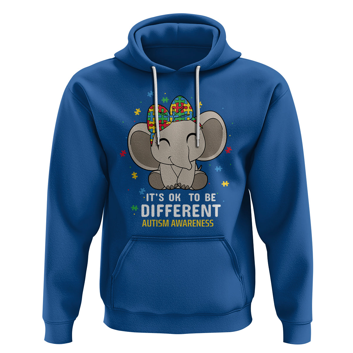 Cute Elephant Autism Hoodie It's Ok To Be Different Accept Support Love Autistic Kids - Wonder Print Shop