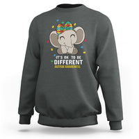 Cute Elephant Autism Sweatshirt It's Ok To Be Different Accept Support Love Autistic Kids - Wonder Print Shop