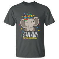 Cute Elephant Autism T Shirt It's Ok To Be Different Accept Support Love Autistic Kids - Wonder Print Shop