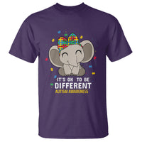 Cute Elephant Autism T Shirt It's Ok To Be Different Accept Support Love Autistic Kids - Wonder Print Shop