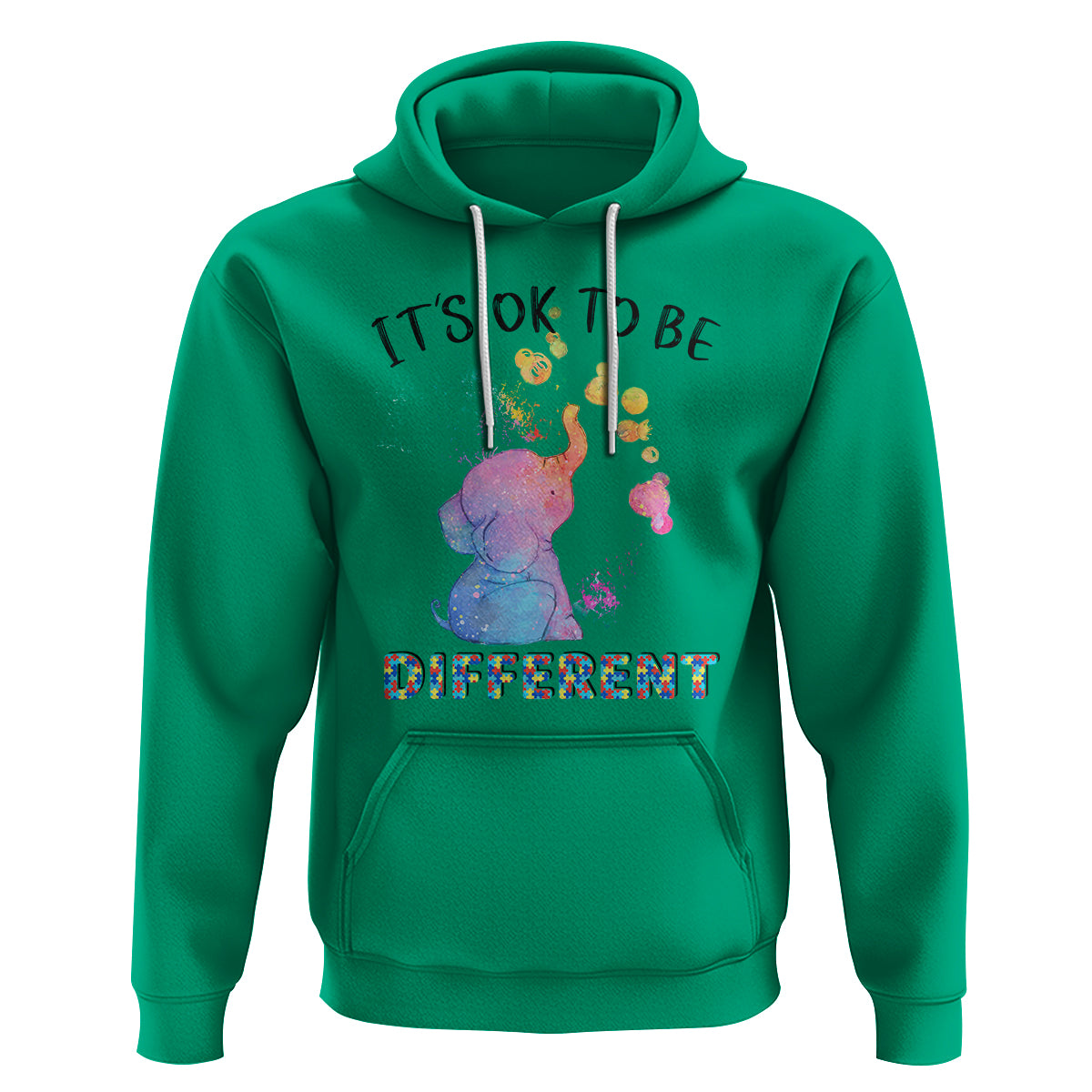 Autism Support Hoodie It's Ok To Be Different Cute Watercolor Elephant - Wonder Print Shop
