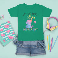 Autism Support T Shirt For Kid It's Ok To Be Different Cute Watercolor Elephant - Wonder Print Shop