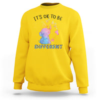 Autism Support Sweatshirt It's Ok To Be Different Cute Watercolor Elephant - Wonder Print Shop