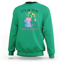 Autism Support Sweatshirt It's Ok To Be Different Cute Watercolor Elephant - Wonder Print Shop