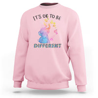 Autism Support Sweatshirt It's Ok To Be Different Cute Watercolor Elephant - Wonder Print Shop