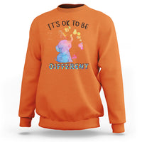 Autism Support Sweatshirt It's Ok To Be Different Cute Watercolor Elephant - Wonder Print Shop