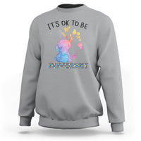 Autism Support Sweatshirt It's Ok To Be Different Cute Watercolor Elephant - Wonder Print Shop