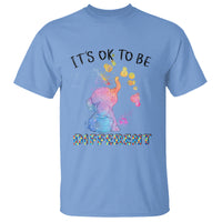 Autism Support T Shirt It's Ok To Be Different Cute Watercolor Elephant - Wonder Print Shop