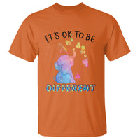 Autism Support T Shirt It's Ok To Be Different Cute Watercolor Elephant - Wonder Print Shop