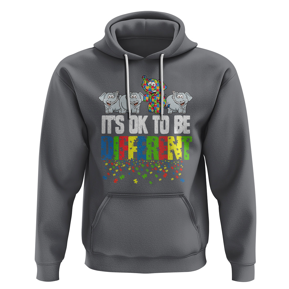 Autism Awareness Hoodie It's Ok To Be Different Funny Jigsaw Puzzle Elephant - Wonder Print Shop