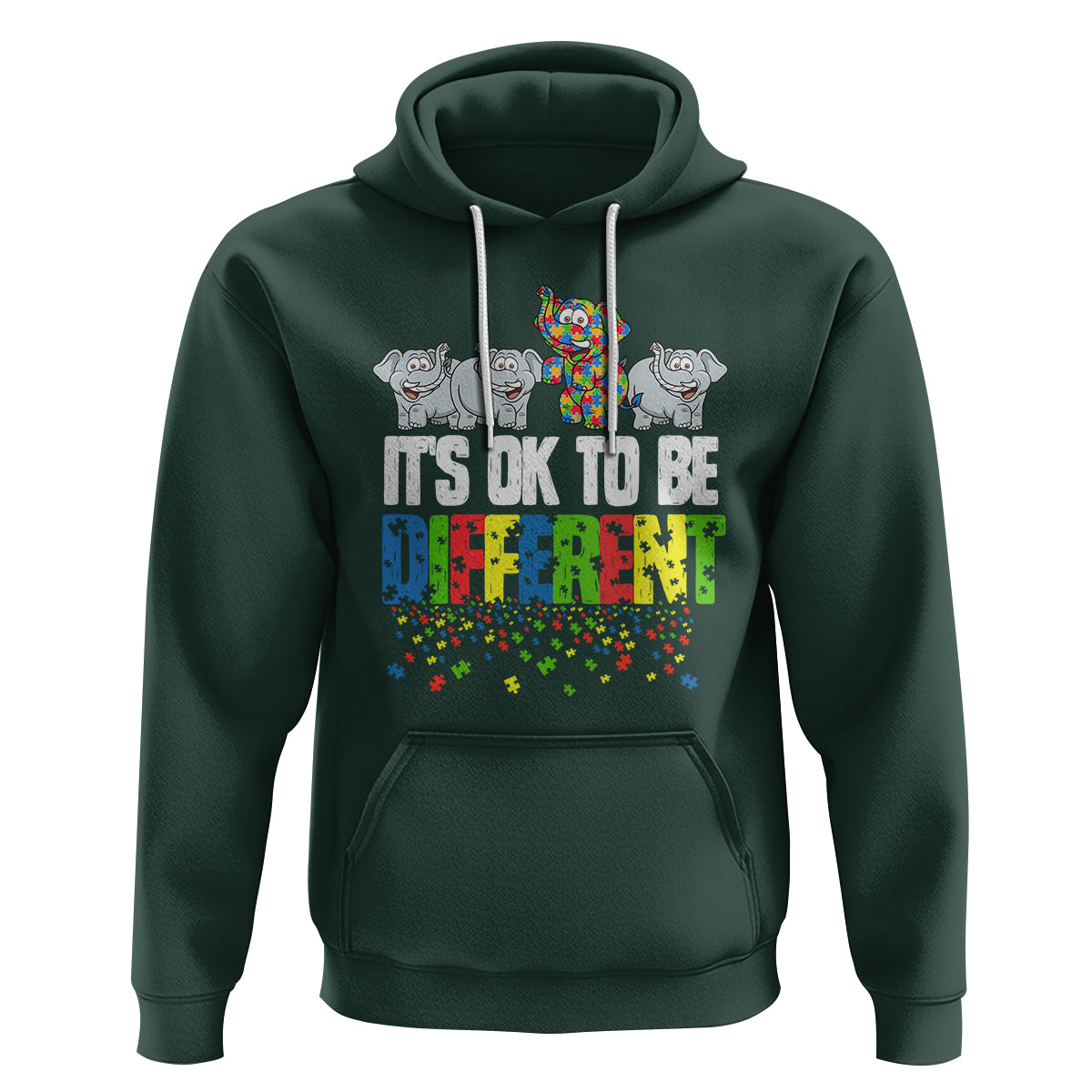 Autism Awareness Hoodie It's Ok To Be Different Funny Jigsaw Puzzle Elephant - Wonder Print Shop
