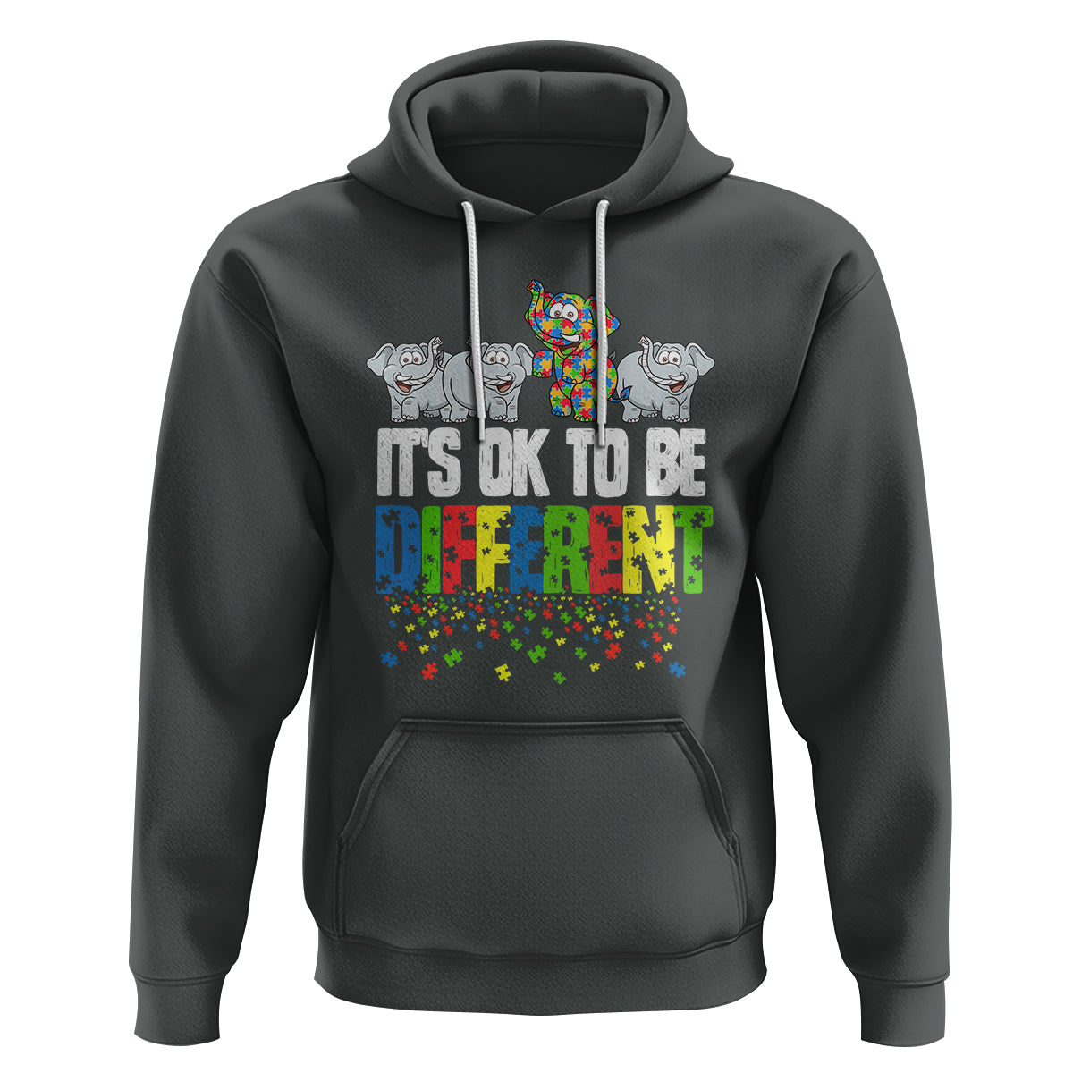 Autism Awareness Hoodie It's Ok To Be Different Funny Jigsaw Puzzle Elephant - Wonder Print Shop