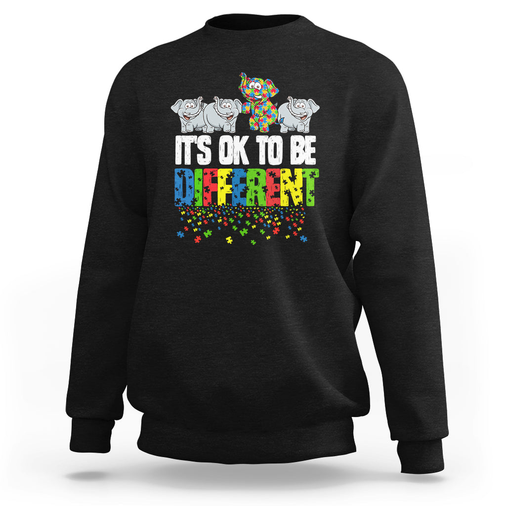 Autism Awareness Sweatshirt It's Ok To Be Different Funny Jigsaw Puzzle Elephant - Wonder Print Shop