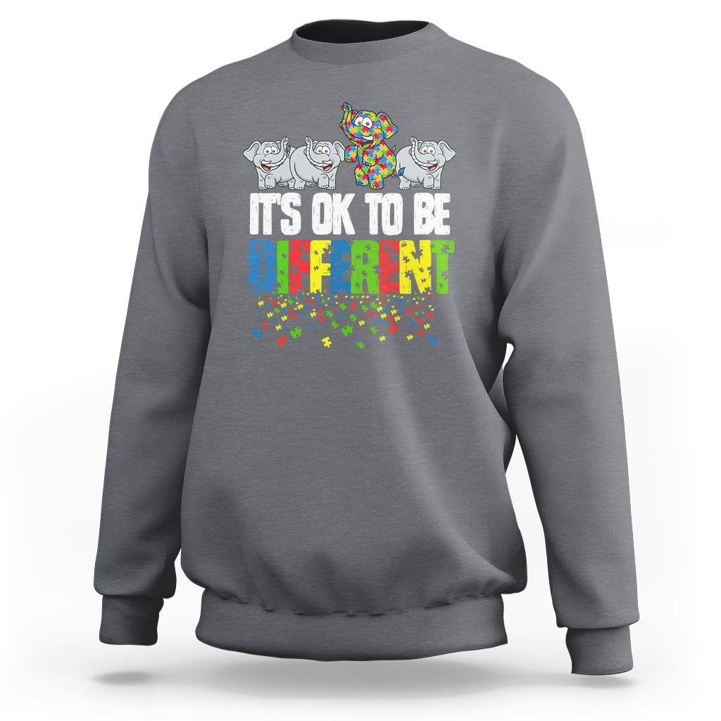 Autism Awareness Sweatshirt It's Ok To Be Different Funny Jigsaw Puzzle Elephant - Wonder Print Shop