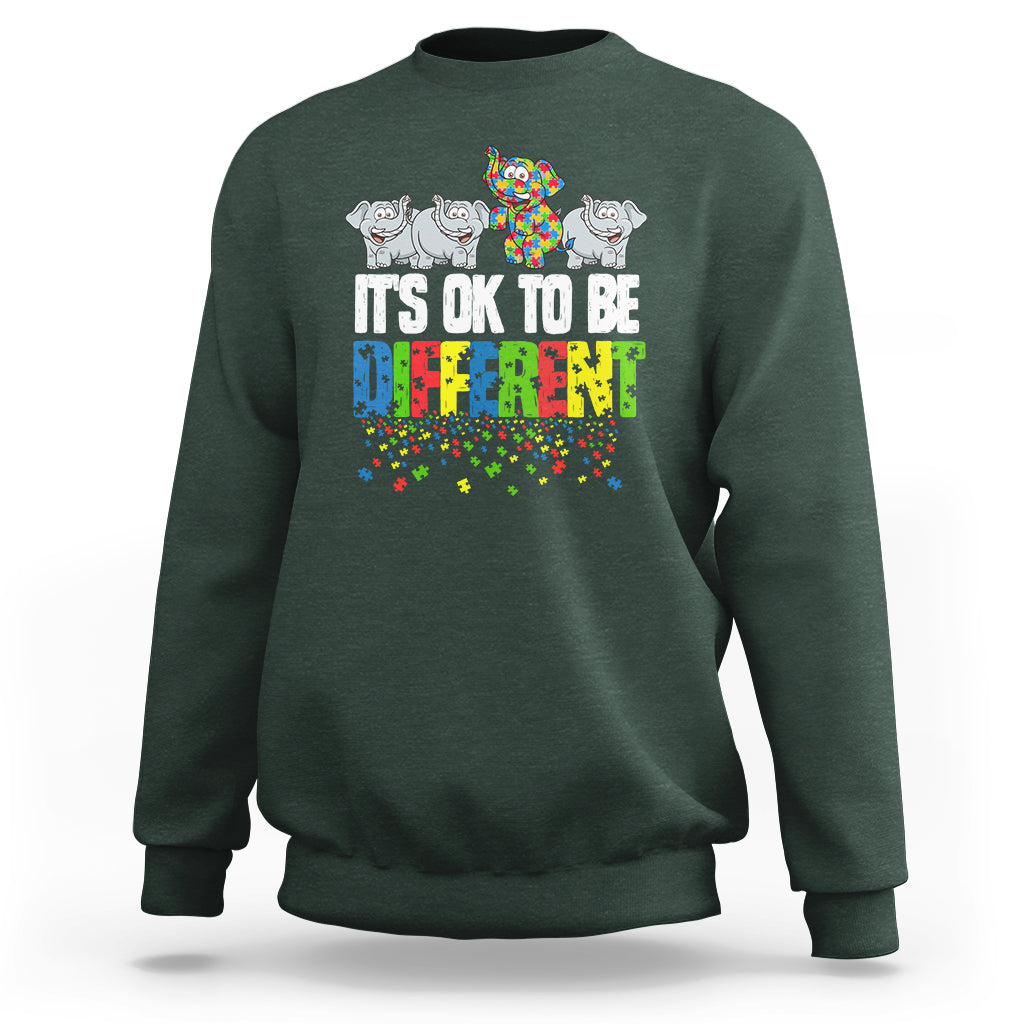 Autism Awareness Sweatshirt It's Ok To Be Different Funny Jigsaw Puzzle Elephant - Wonder Print Shop