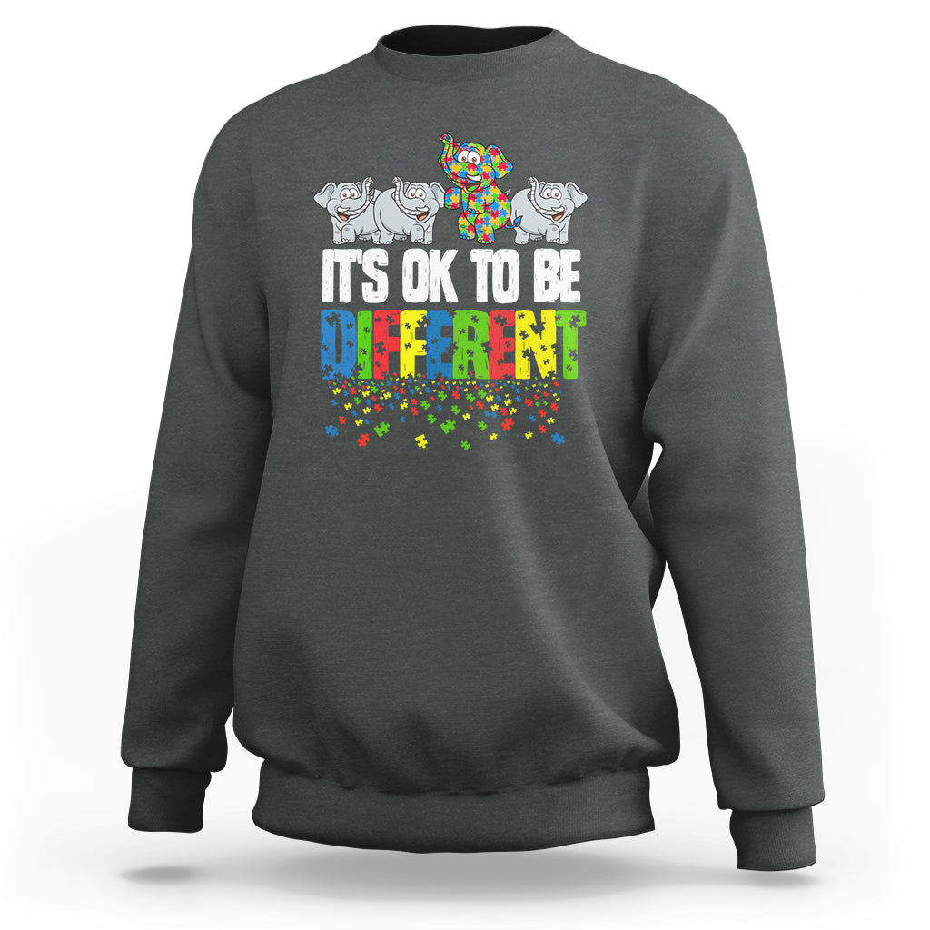 Autism Awareness Sweatshirt It's Ok To Be Different Funny Jigsaw Puzzle Elephant - Wonder Print Shop