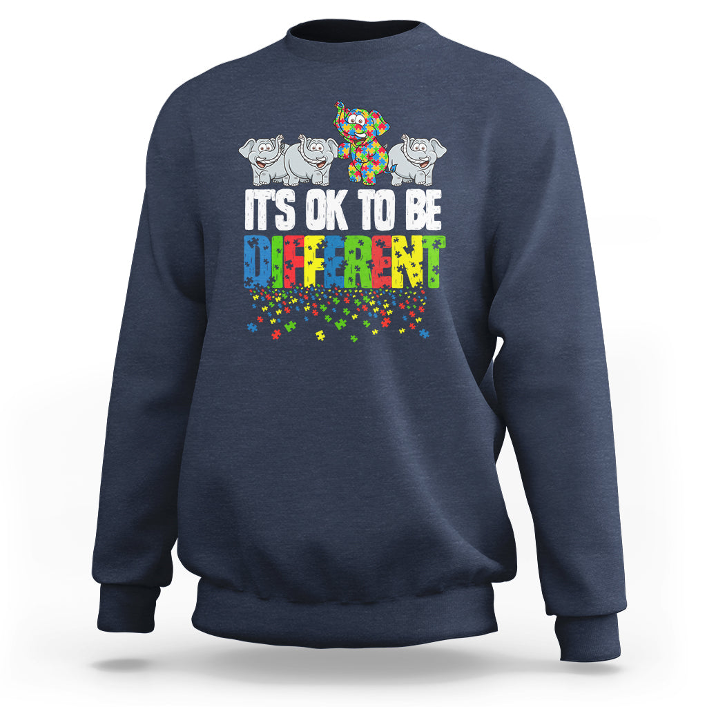 Autism Awareness Sweatshirt It's Ok To Be Different Funny Jigsaw Puzzle Elephant - Wonder Print Shop