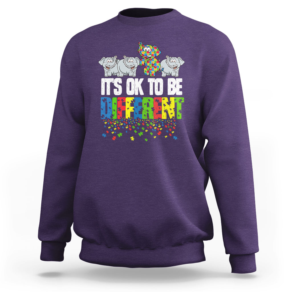 Autism Awareness Sweatshirt It's Ok To Be Different Funny Jigsaw Puzzle Elephant - Wonder Print Shop