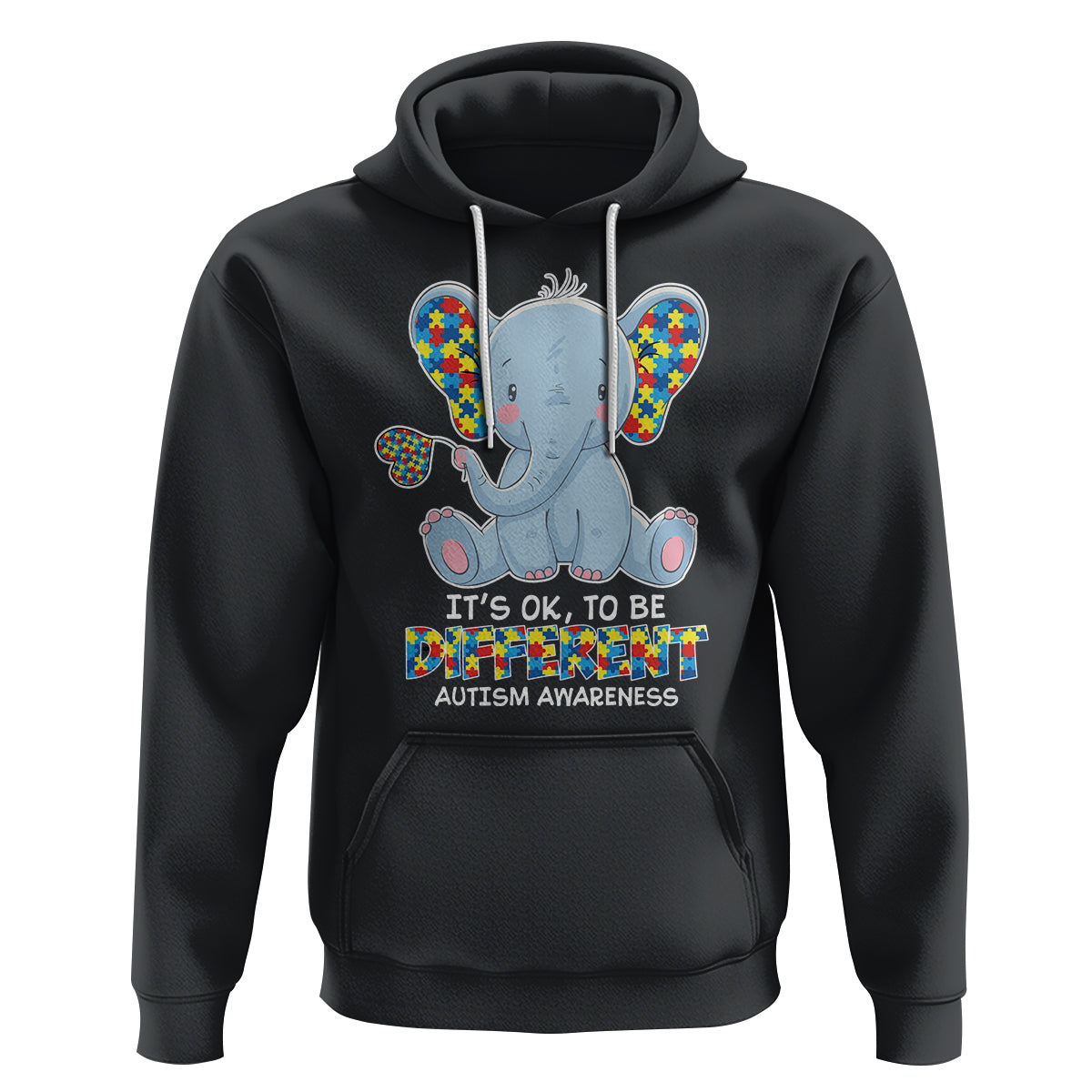 Autism Awareness Elephant Hoodie Its Ok To Be Different - Wonder Print Shop